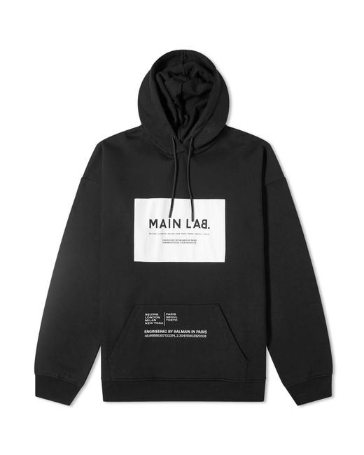 Balmain Black Main Lab Logo Hoodie for men