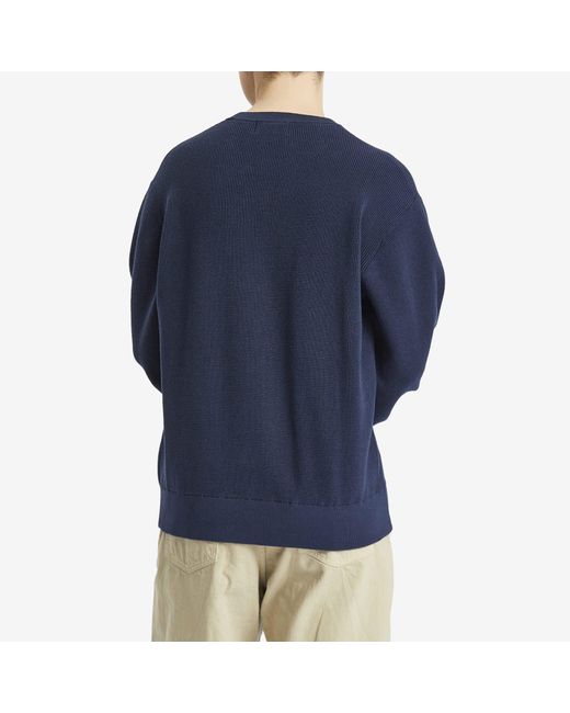 A Bathing Ape Blue College Waffle Crewneck Sweater for men
