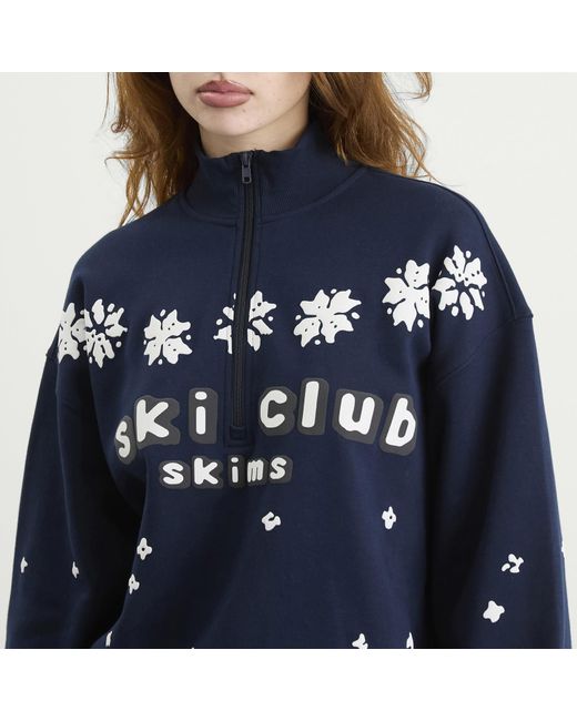 Skims Blue X Cpfm Cotton Fleece Classic Mock Neck Quarter Zip