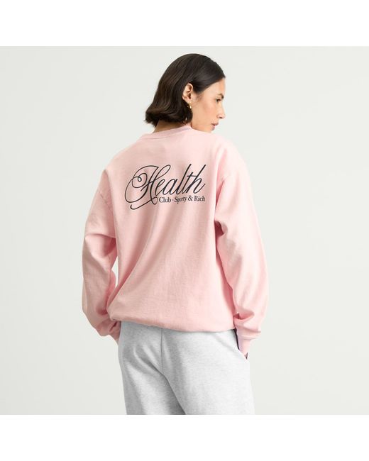 Sporty & Rich Pink Health Script Crew Sweatshirt