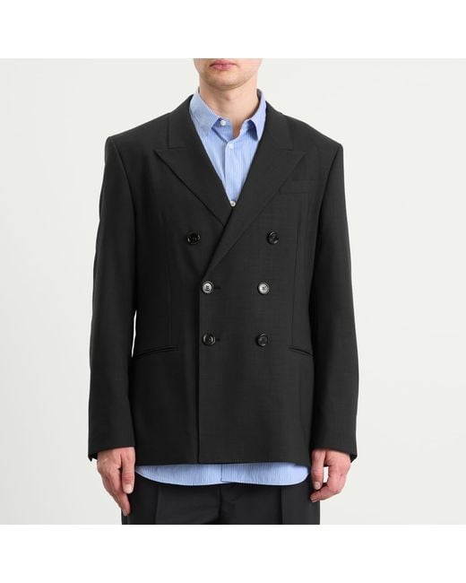 AMI Black Light Wool Twill 6 Button Jacket for men