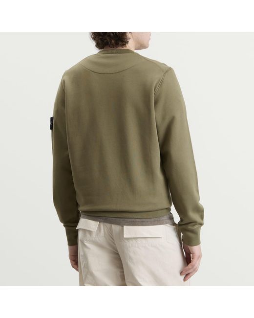 Stone Island Green Organic Cotton Fleece Sweatshirt for men