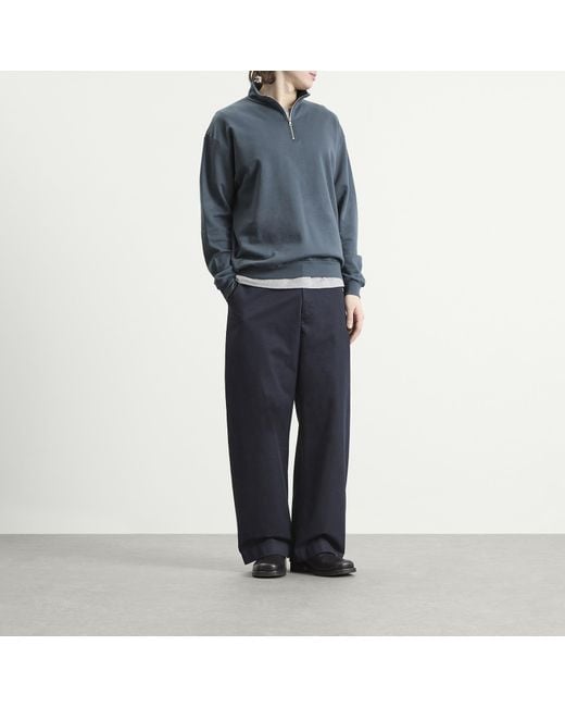 Auralee Blue High Gauge Sweat Half Zip Jumper for men