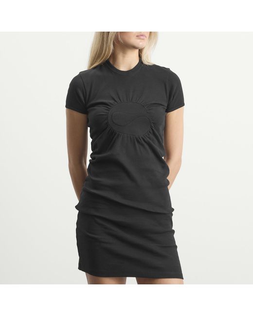 Coperni Black C-Logo Gathered Mini Dress