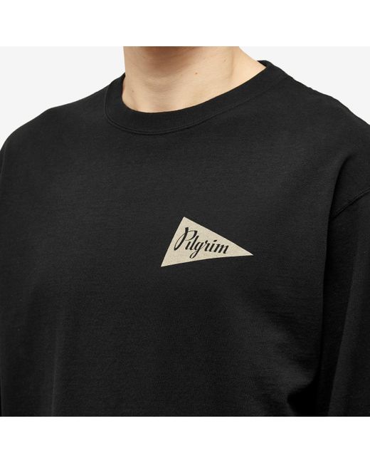 Pilgrim Surf + Supply Black Long Sleeve Zambia Pennant T-Shirt for men