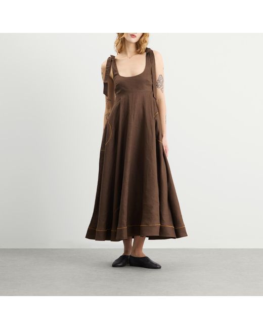 ALÉMAIS Brown Vito Ballet Sundress