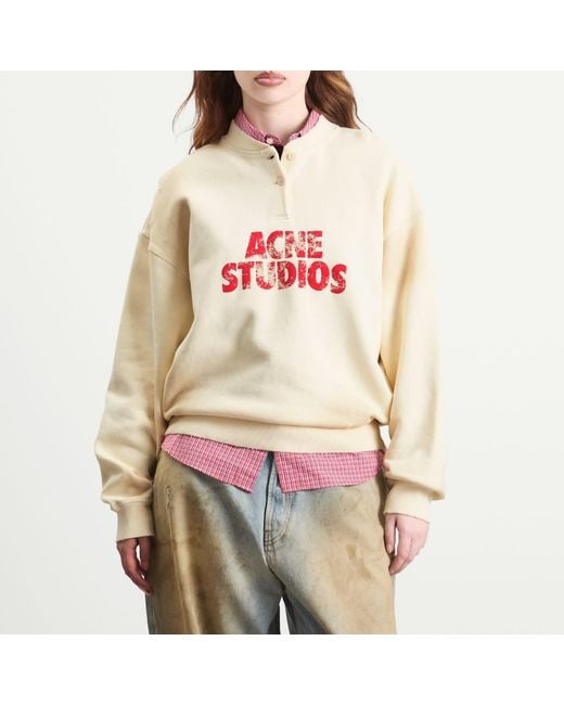 Acne White Fern Logo Sweater