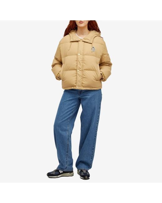 Sporty & Rich Natural Crown Logo Hooded Puffer Jacket