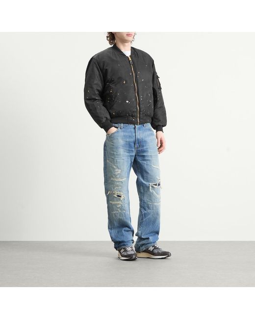 Mastercraft Union Black Washed Nylon Bomber Jacket for men