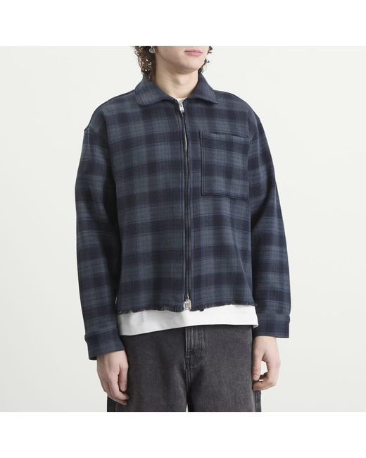 About Blank Blue Plaid Zipped Overshirt for men