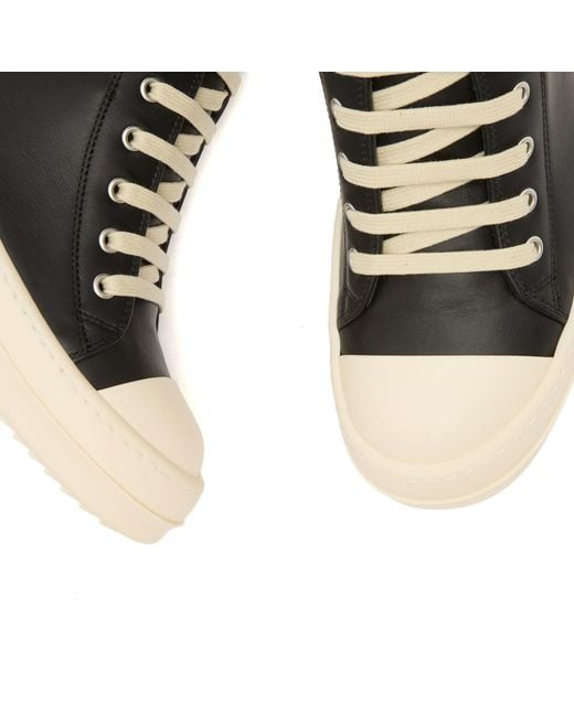 Rick Owens Black Leather Low Sneakers