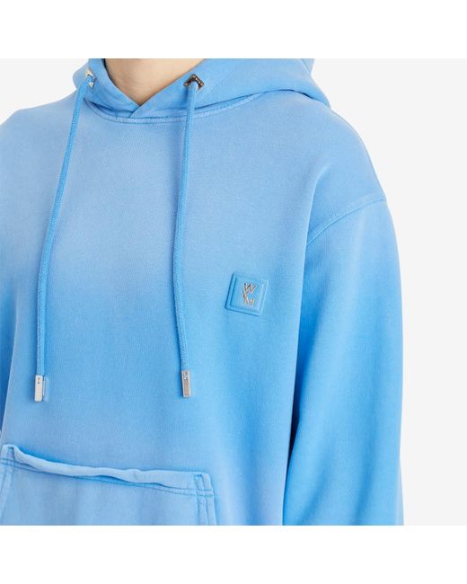 Wooyoungmi Blue Washed Back Logo Hoodie for men