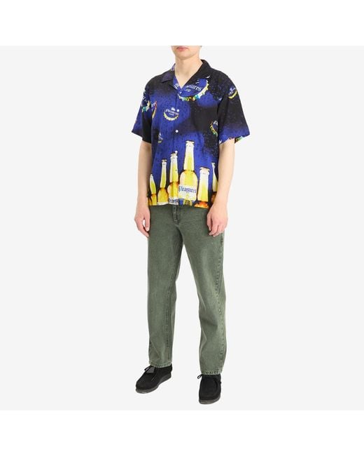 Pleasures Blue Cerveza Vacation Shirt for men