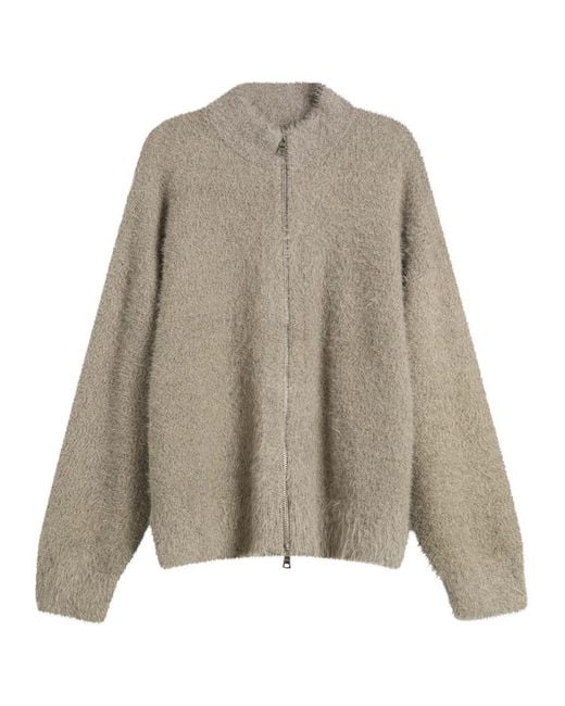 MKI Miyuki-Zoku Gray Faux Alpaca Knit Track Jacket for men