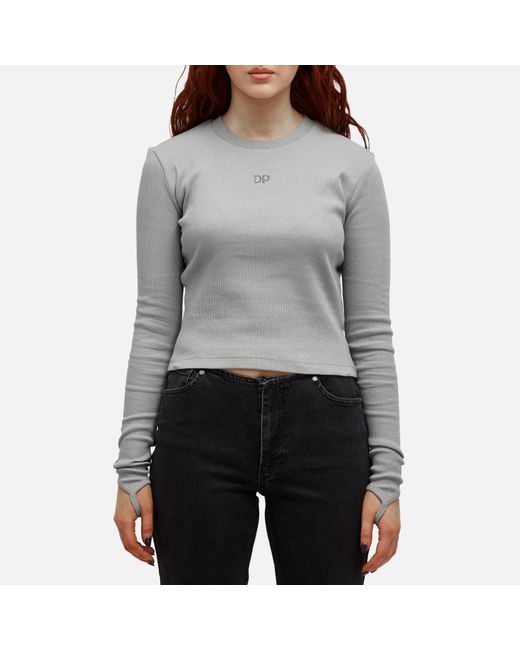 Daily Paper Gray Logo Rib Long Sleeve Top