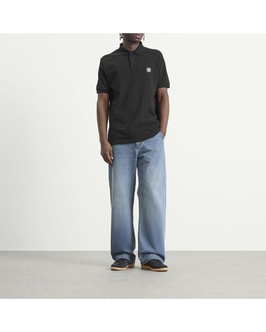 Stone Island Black Patch Logo Polo for men