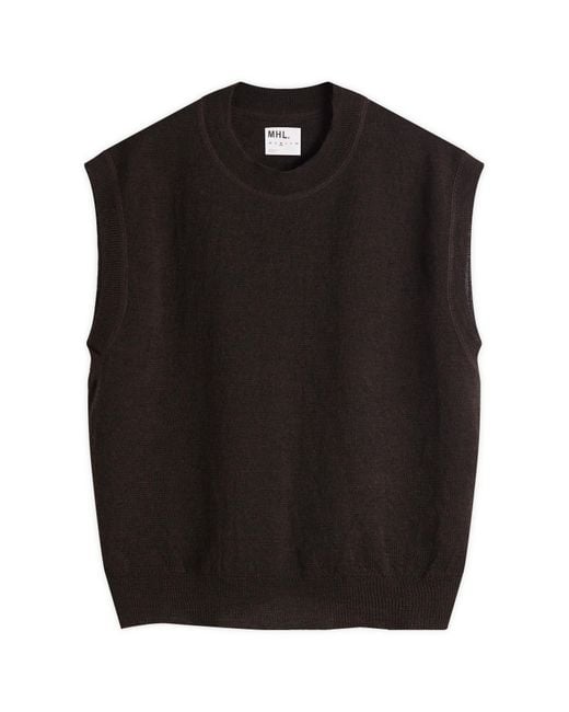 MHL by Margaret Howell Black Block Stripe Slipover Vest for men