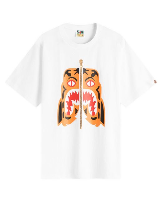 A Bathing Ape White Colors Tiger Tee for men