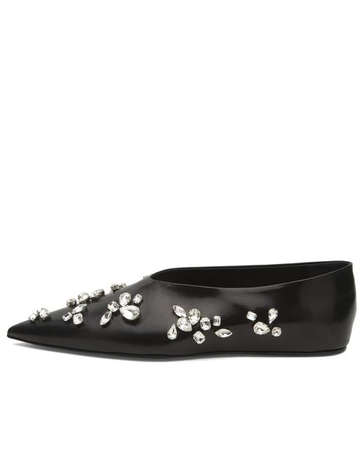 Jil Sander Black Embellished Ballerina