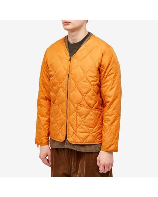 Taion Orange Military Zip V-Neck Down Jacket for men