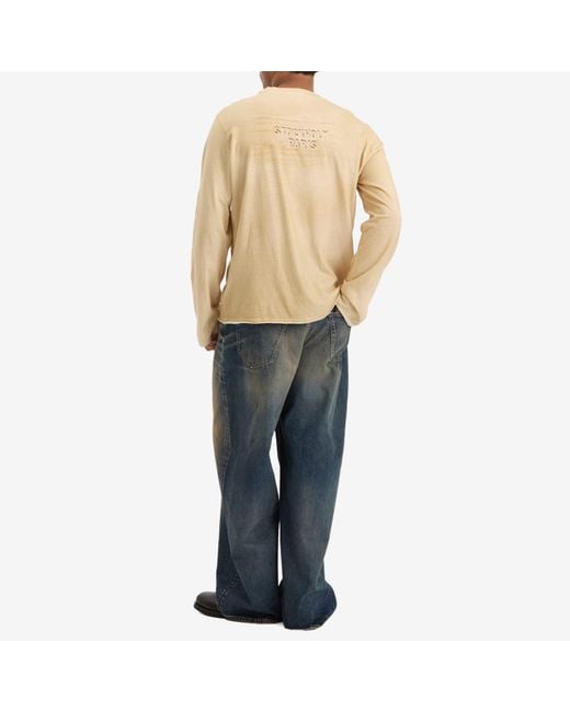 Acne Natural Long Sleeve Faded Logo T-Shirt for men