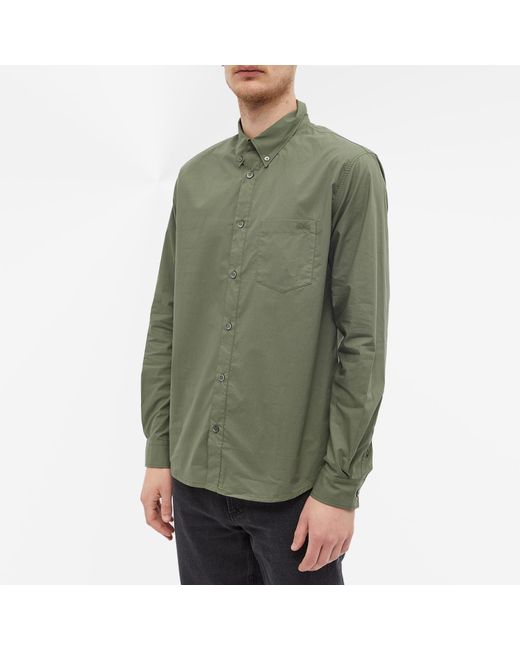 A.P.C. Green Eduoard Logo Button Down Shirt for men