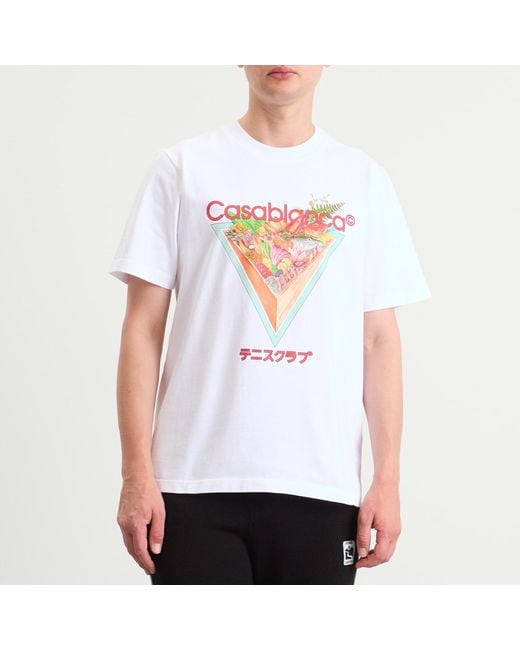 Casablanca White Bright Jersey Tennis Club Icon Printed T-Sh for men