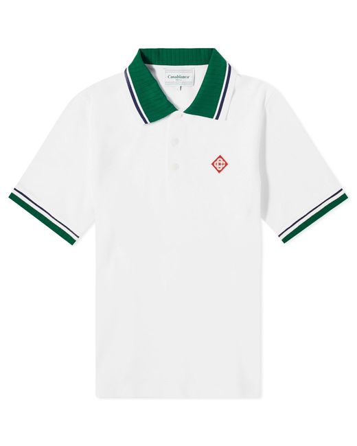 Casablancabrand White Pique Logo Polo Shirt for men