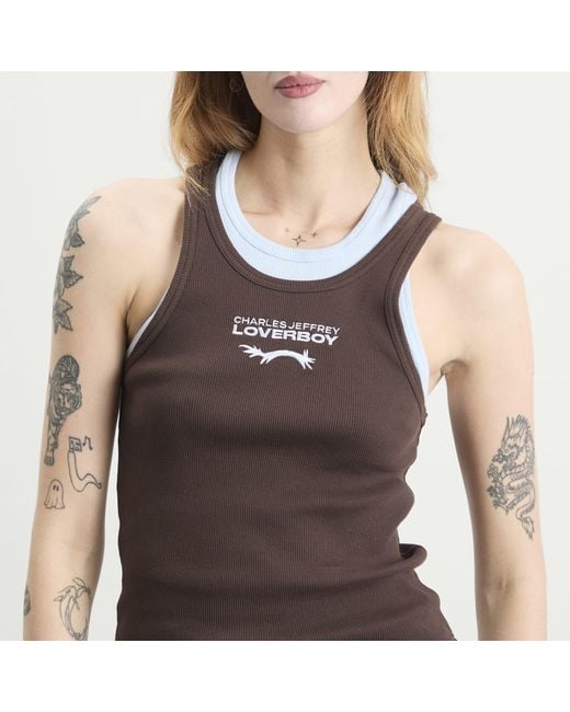 Charles Jeffrey Brown Double Logo Tank Top