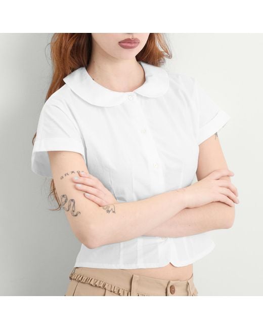 My Mum Made It White Curved Collar Cap Sleeve Shirt
