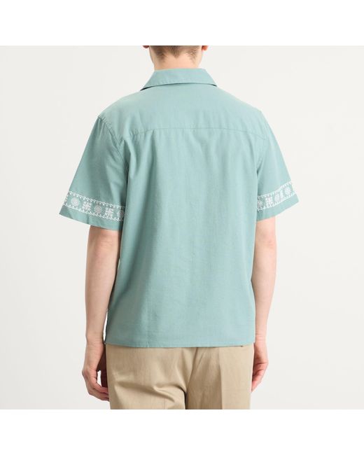 Wax London Blue Didcot Placement Border Vacation Shirt for men
