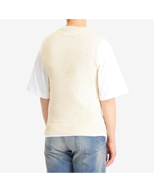 MM6 by Maison Margiela White Numbers Print Vest for men