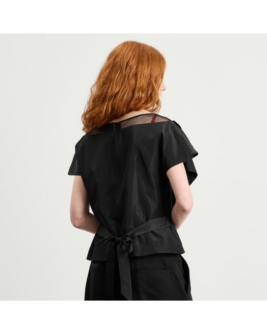Simone Rocha Black Boxy Sheer Panel Top