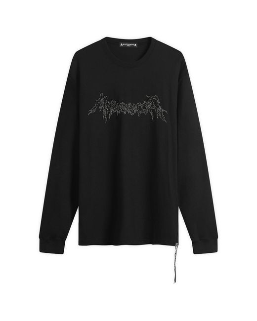 MASTERMIND WORLD Men's Black Short Sleevebeaded Long Sleeve T-Shirt