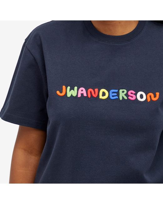 J.W. Anderson Blue Logo Embroidery T-Shirt