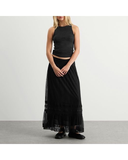 Rixo Black Tuta Midi Skirt