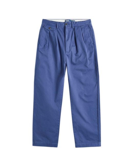 Polo Ralph Lauren Blue Whitman Pleated Chino Trousers for men