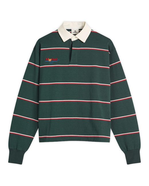 SUNDAYFRUITMARKET Green Sun Stripe Collar T-Shirt