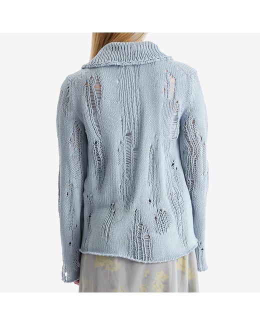 Acne Blue Kummer Natural Cord Mouline Polo Neck Jumper