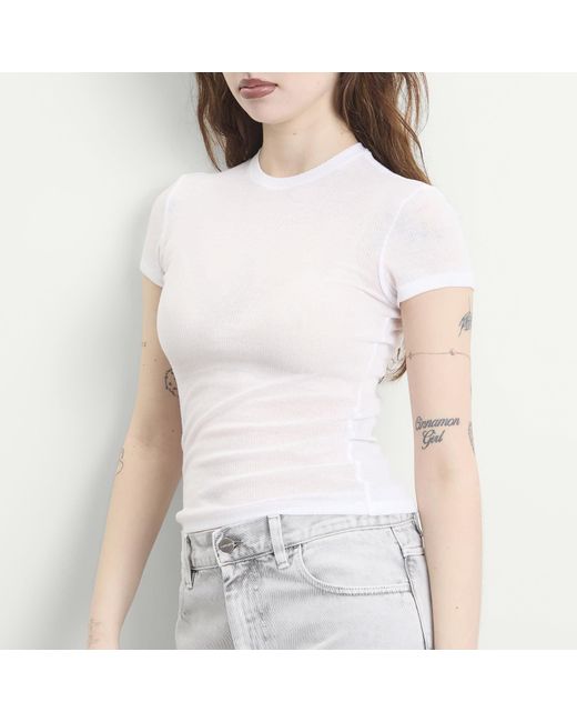 Skims White Sheer Cotton Crewneck Standard T-Shirt