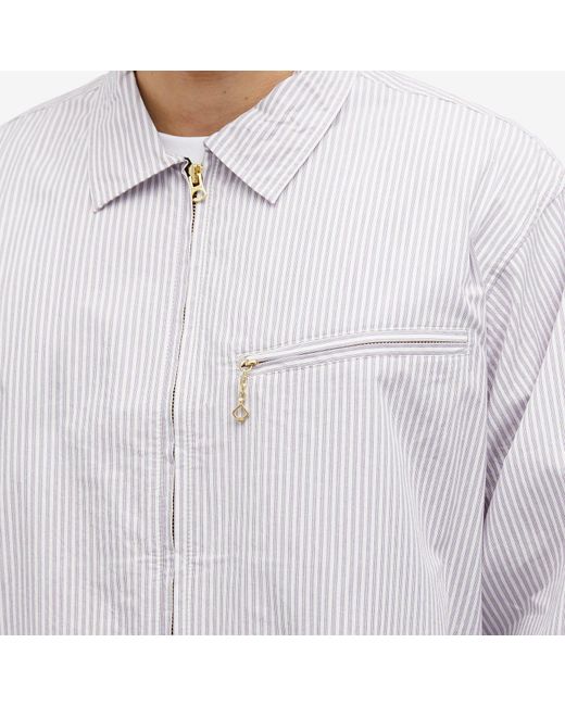 Garbstore White Grande Zip Stripe Shirt for men