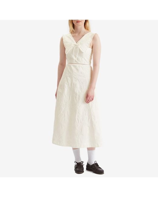 Damson Madder Fan Fan Midi Dress in White | Lyst