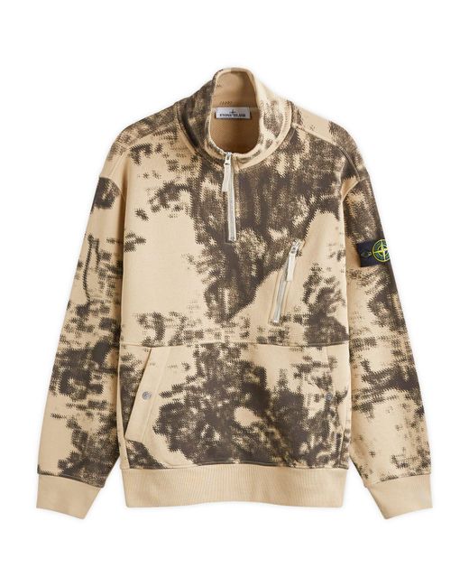 Stone Island Natural Earth Mapping Camo Half Zip Sweatshirt for men
