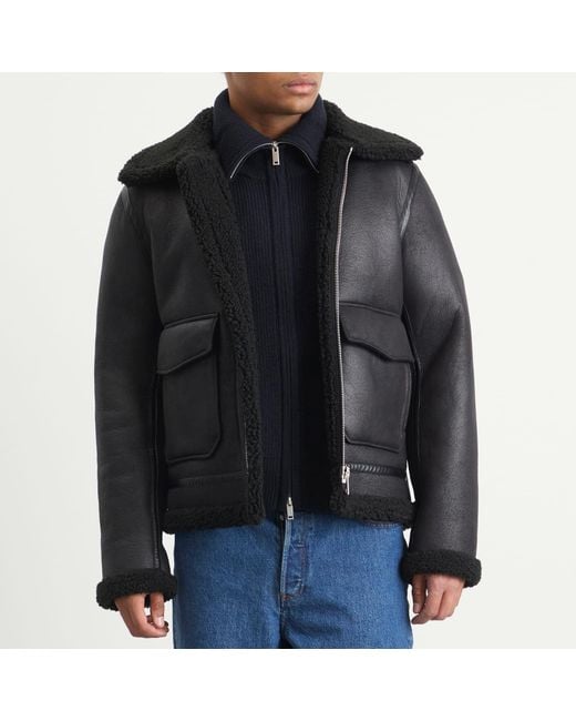 A.P.C. Black Tommy Faux Shearling Jacket for men