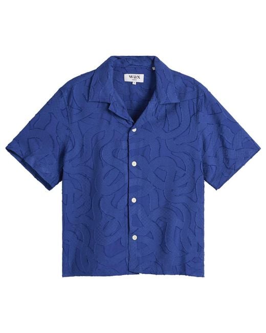 Wax London Blue Curzon Jacquard Vacation Shirt for men