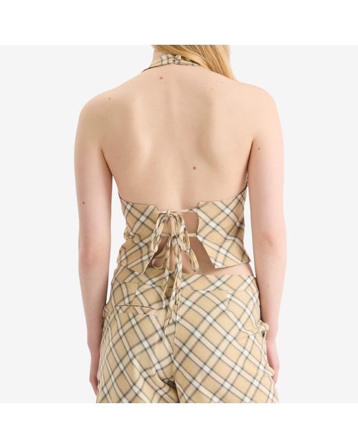 House Of Sunny Natural Sloane Check Waistcoat
