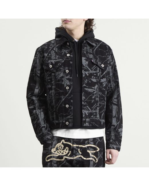 ICECREAM Black Tree Camo Denim Trucker Jacket for men