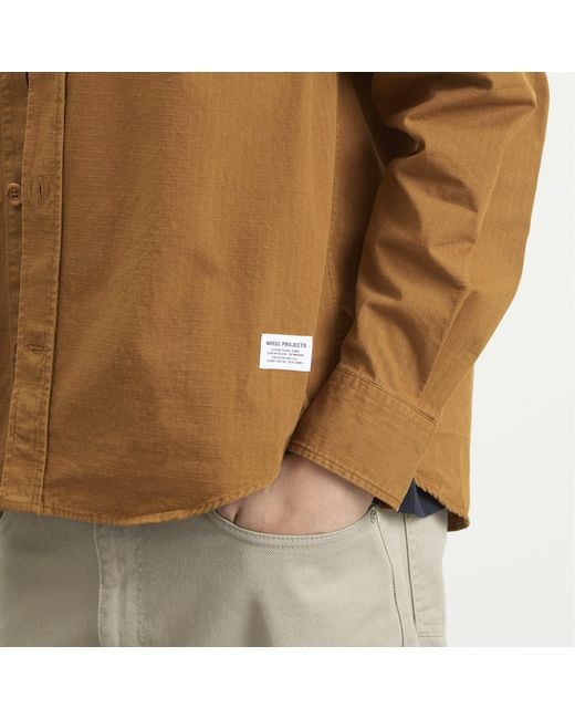 Norse Projects Brown Algot Cotton Ripstop Relaxed Shirt for men