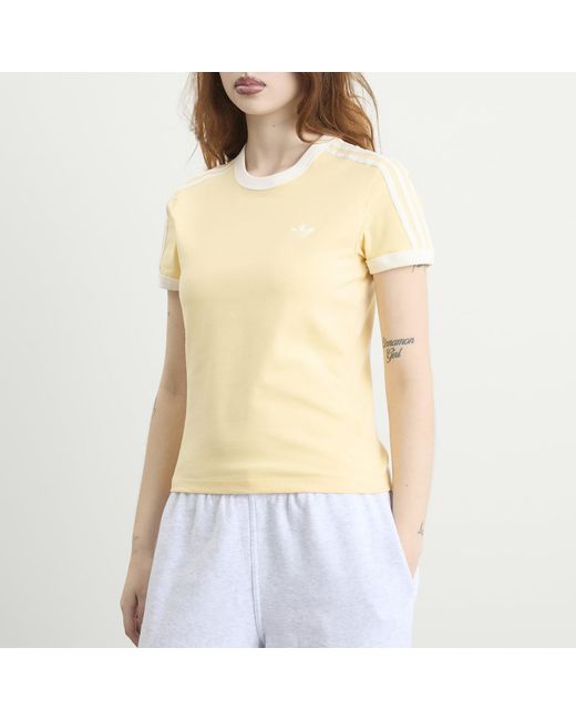 Adidas Natural 3 Stripe Short Sleeve T-Shirt