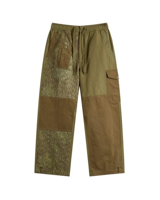Maharishi Green Upcycled Loose Patchwork Cargo Pants for men